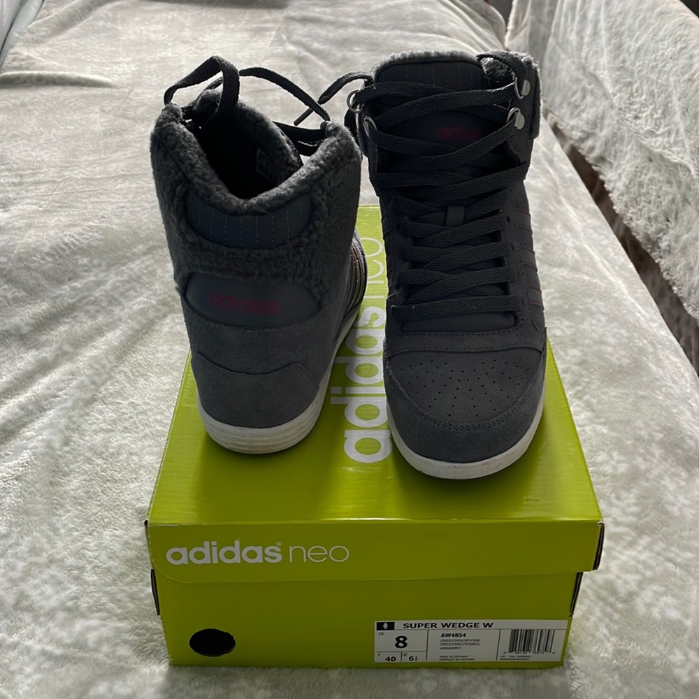 Size 8 hidden wedge adidas sneakers